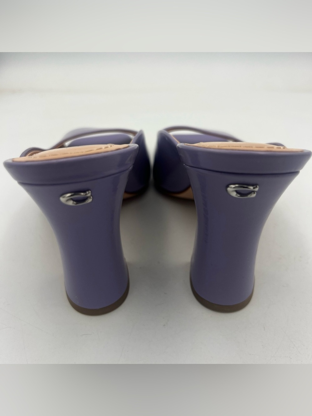 COACH Laurence Patent All Leather Sandal Heel Violet Purple Women’s Size 8 NEW - Picture 3 of 13